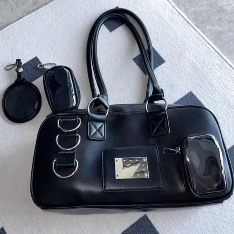 JIAERDI Harajuku Black Ita Bag Handbag Women Uniform Japanese Transparent Shoulder Bags Female Preppy Style Kawaii Underarm Bag Z251018