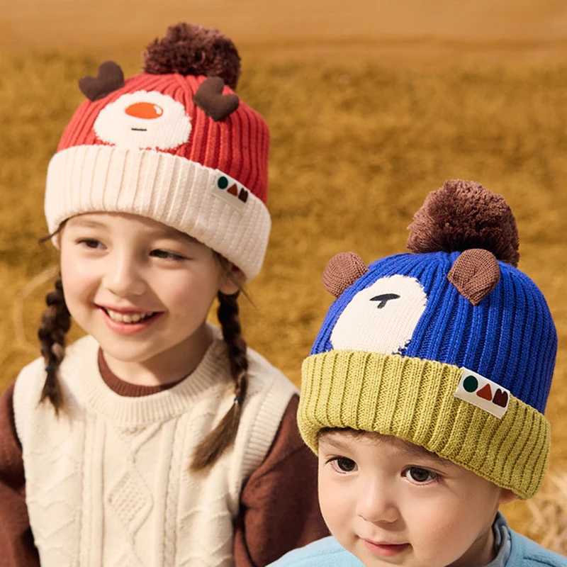 Christmas autumn and winter knitted cute baby yarn hat childrens and girls warm and windproof ear protection hat J251021