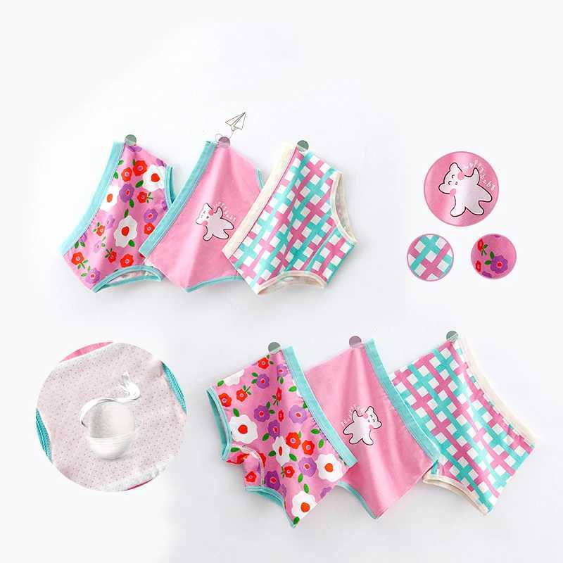 3Pcslot Kids Panties 7 Collections Chirdrens Underwear Lovely Girls Briefs Floral Grid Cute Pants Baby Dots Cotton Underpants J2510211
