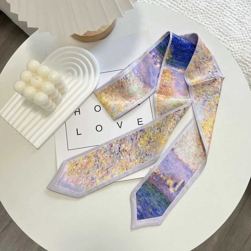 HighGrade Flower Color Series Silk Scarf Hair Band Ribbon Tiedup Hair Long Bow Vintage Satin Ribbon Hair Accories For WenW251021