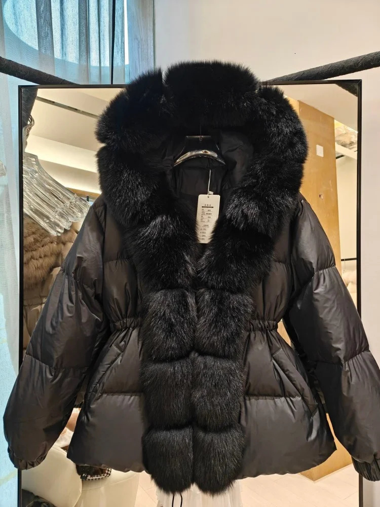 Winter Womens Fashion Casual Fleece Lined Thick Warm Duck down Jacket High Quality Fox Fur Collar Goose Feather Outerwear 251017