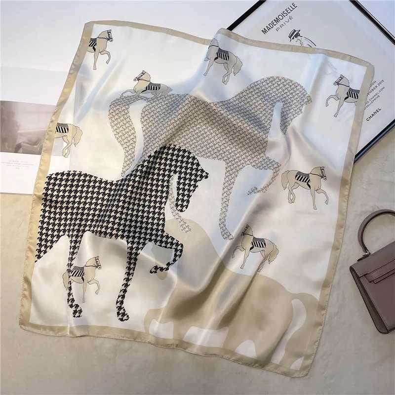 Luxury Brand Print Square Scarf Wen Soft Satin Horse Haiand Neckerchi Off Hijab band Foard Bag Ribbons GiftW251021