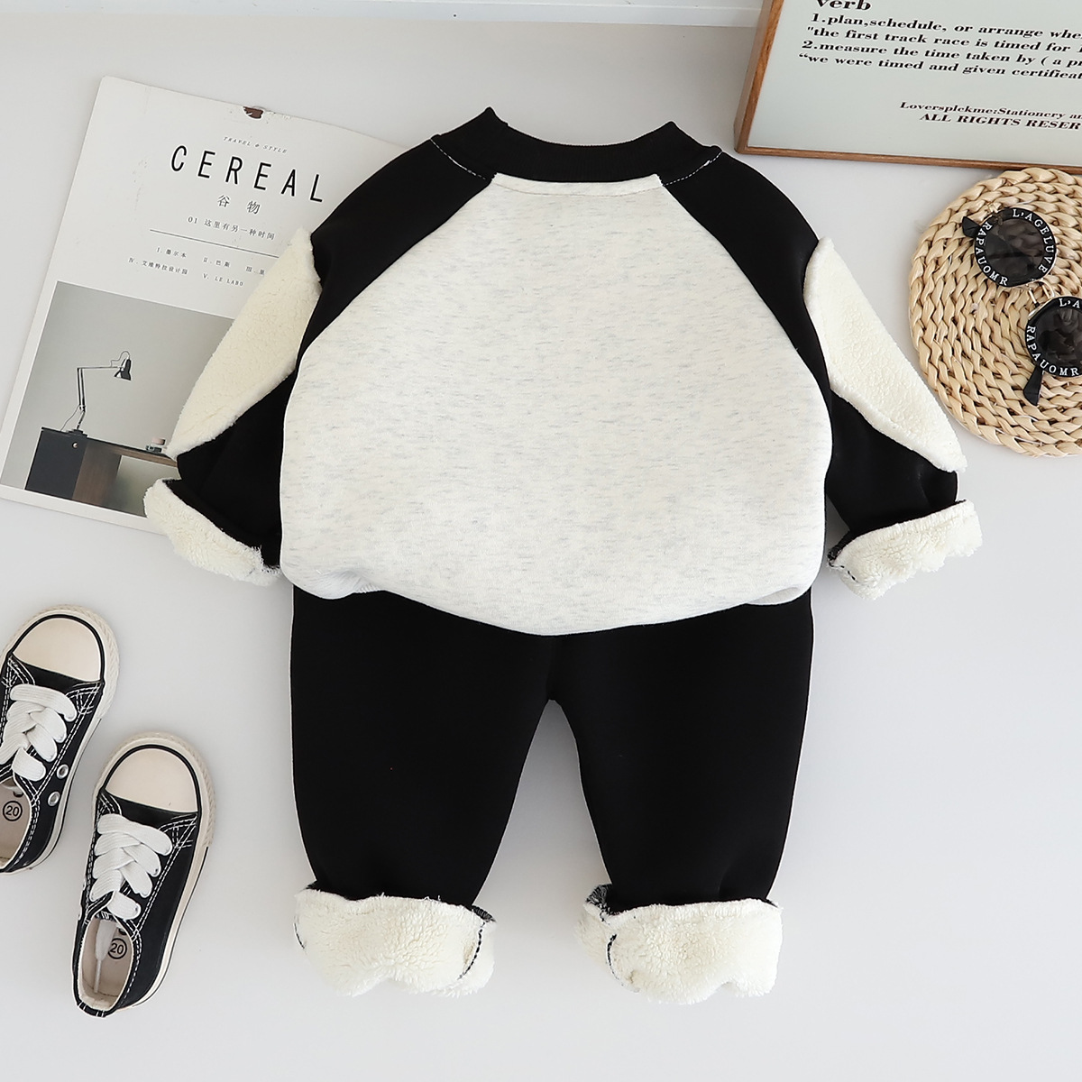 Winter Warm 2025 Kids Fleece-Lined Sweatshirt Set, Winter Thermal Outfit for Babies Toddlers Boys Girls Free Shipping