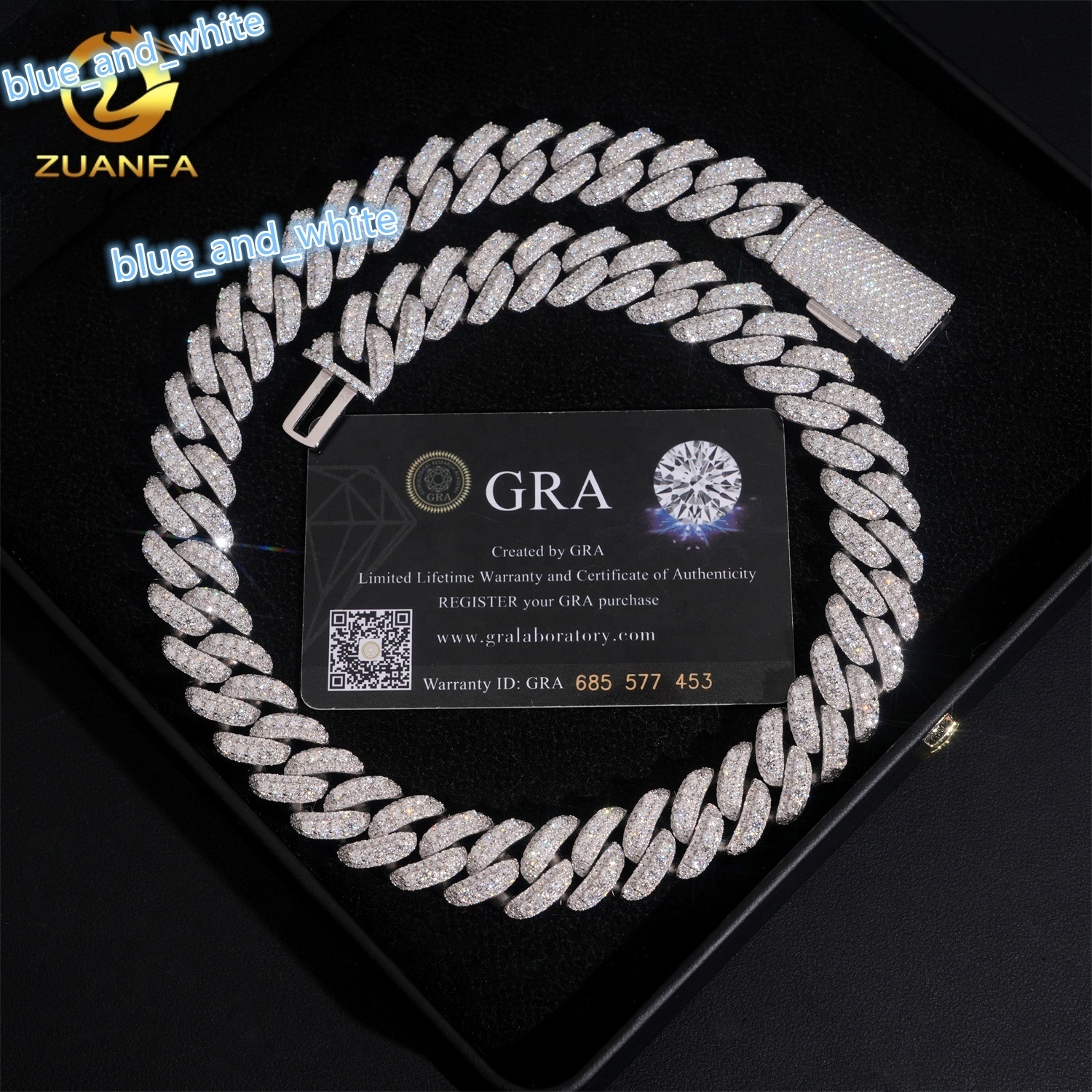 Fine Jewelry High Quality 925 Silver Hip Hop Mens Iced Out Luxury 16mm Moissanite Cuban Link Chain