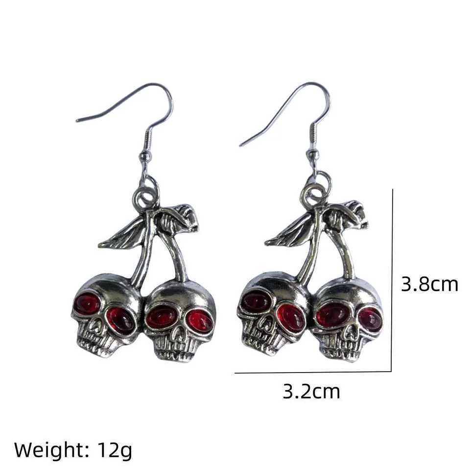 Punk Skull Cherry Dangle Earrings Gothic Skeleton Pendant Earring Hip Hop Jewelry for Women Men Halloween Party Decor Jewelry J251021