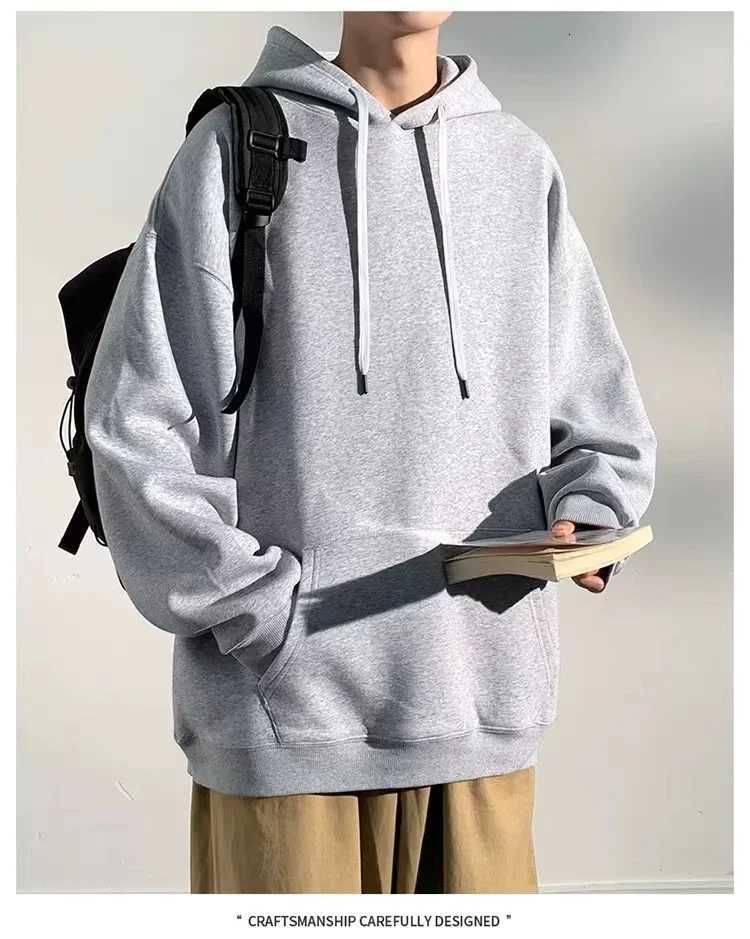 Earth Color 500g Heavy Spring Solid Color Thickened Hooded Sweater Solid Color Japanese Retro Casual Hoodie for Men and Women W251021