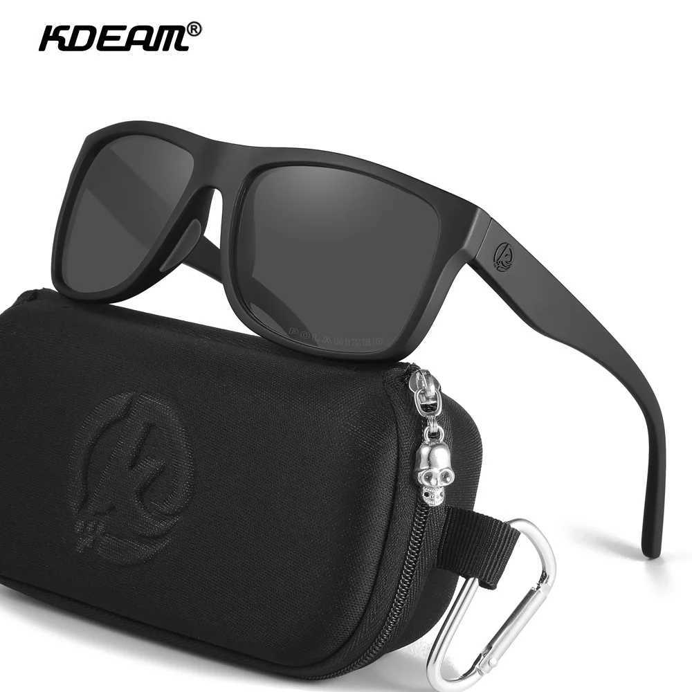 KDEAM Polarized Sunglasses Men Sports Tridimensional Brand TR90 Square Sun Glasses All Black With Zipper Case KD0721 J251114