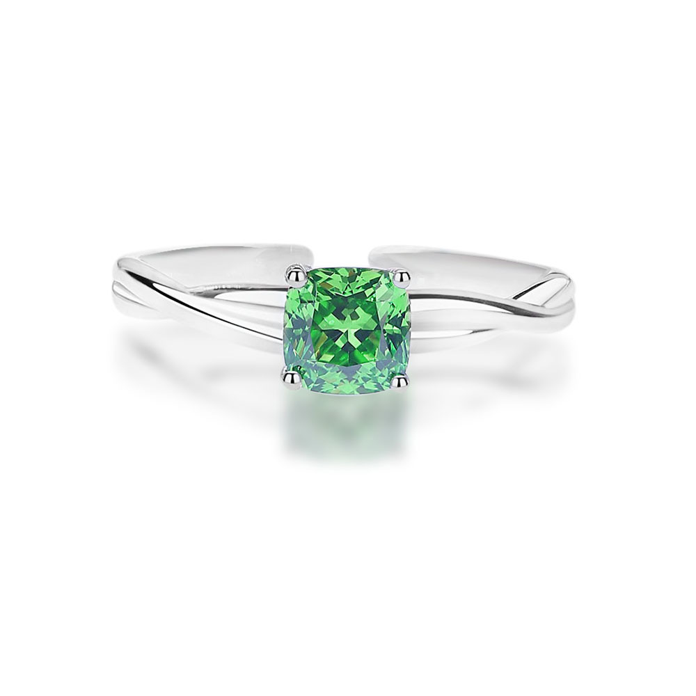TaiYang New S925 Sterling Silver Mobius Emerald Green Ring, Unique Interwoven Adjustable Open Band for Women