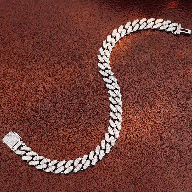 Fine Jewelry Custom 925 Sterling Silver 6mm 8mm 10mm Miami Ice Out Style VVS Moissanite Cuban Link Bracelet for Men