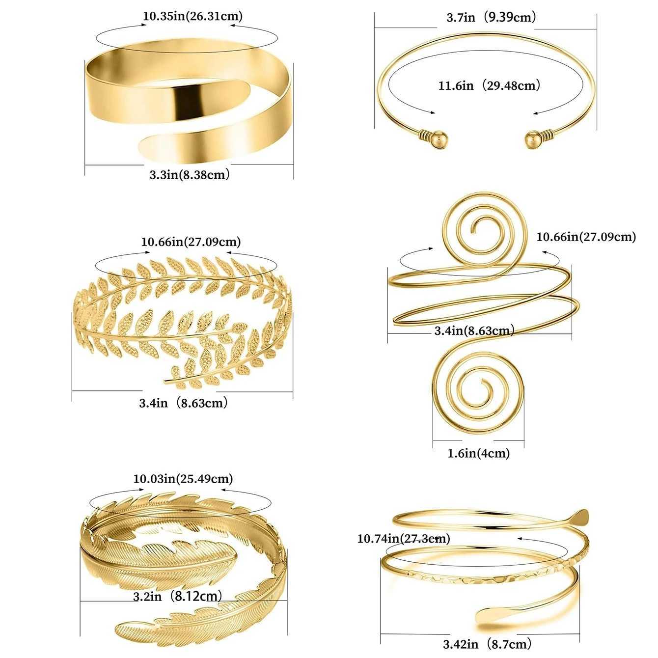 FTCY 6 Pieces Upper Arm Bracelet for Women Silver Gold Color Bracelet Bangle Set Adjustable Armband J251021