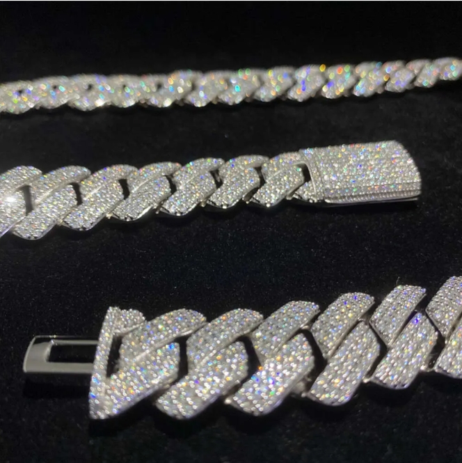 Stylish Iced Out Cuban Link Necklaces and Braclets Featuring Premium Diamon-like Simulated Stones