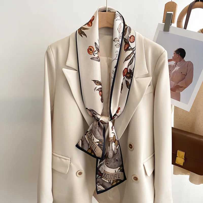 37 Color New Wen Silk Printed Design Scarf Shawl Fashion Luxury Long Narrow Small Silk Scarves Ladies band scarveW251021