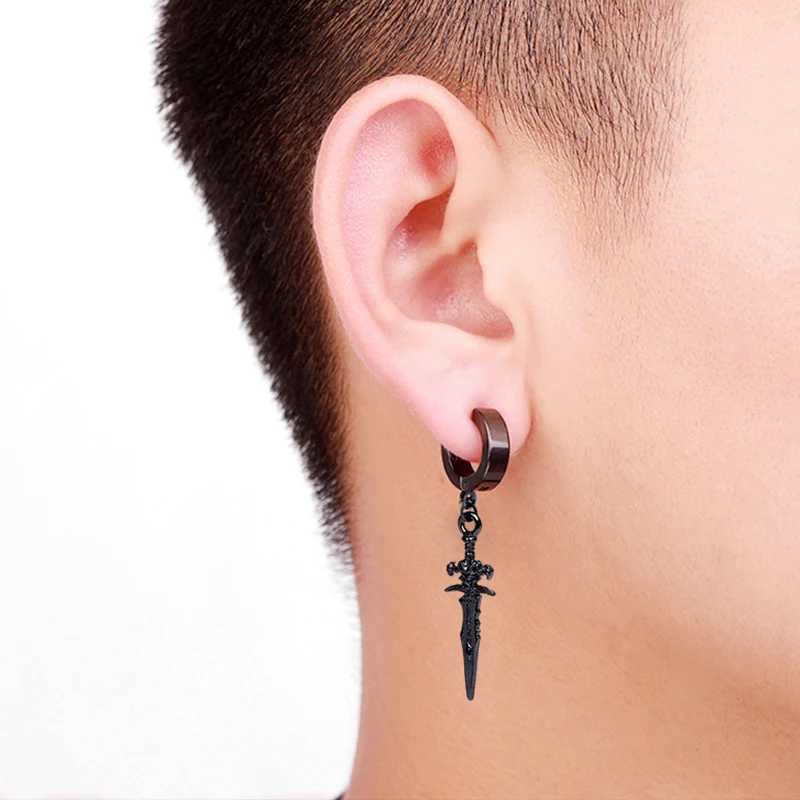 1 Piece Black Gothic Non Pierced Painless Ear Clip Earrings For Women Men Stainless Steel Fake Earrings Punk Pop Jewelry J251021