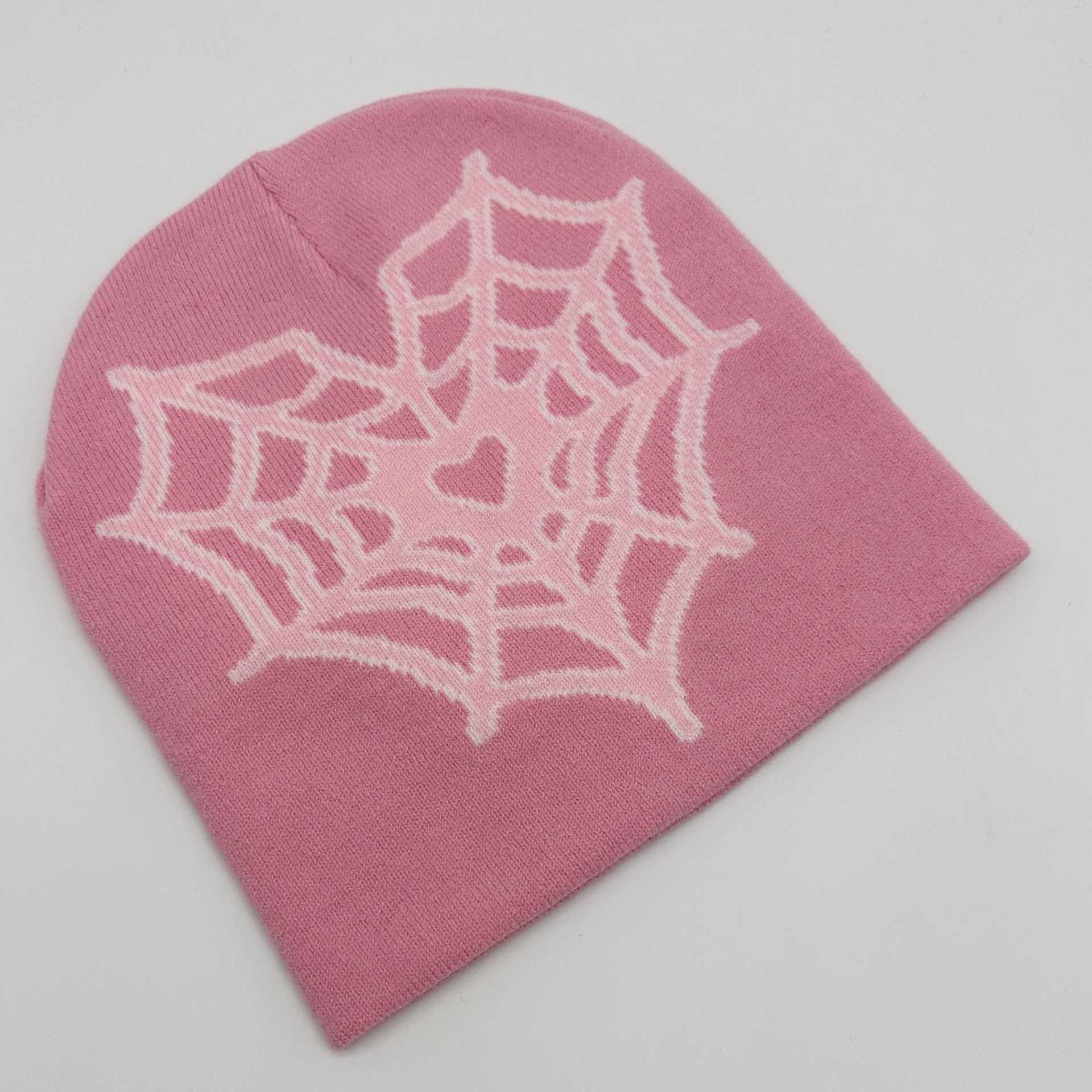Hard Work Heart Spider Web Jacquard Hat Adult Fashion Trendy Knitted Hat Autumn Winter Warm Hip Hop Street Headwear H251020