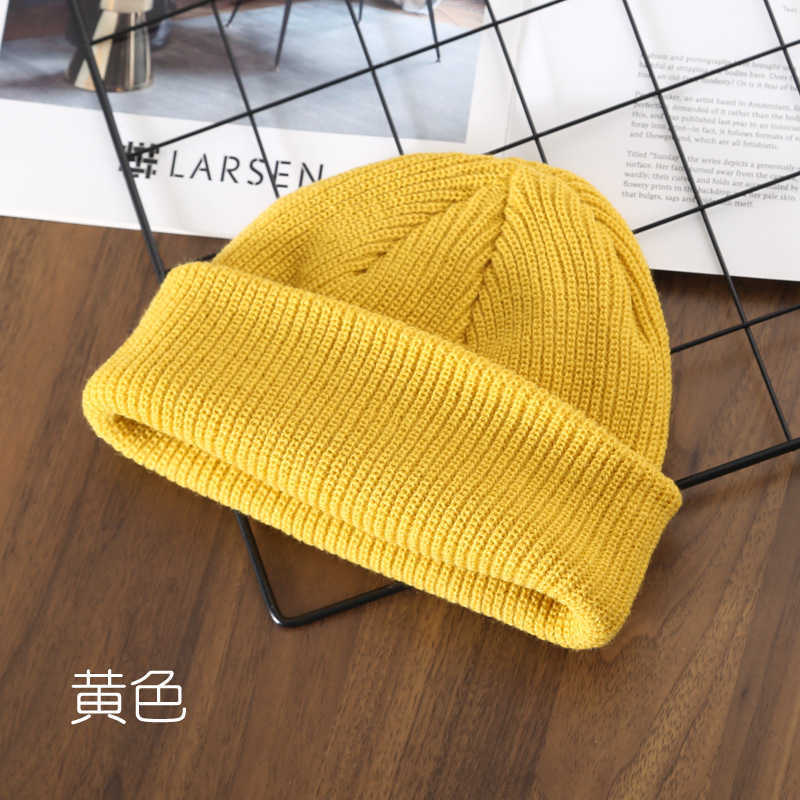 Womens Autumn and Winter Solid Color Light Plate Crimped Knitted Hat Outdoor Leisure Cold Proof and Warm Wool Hat H251020
