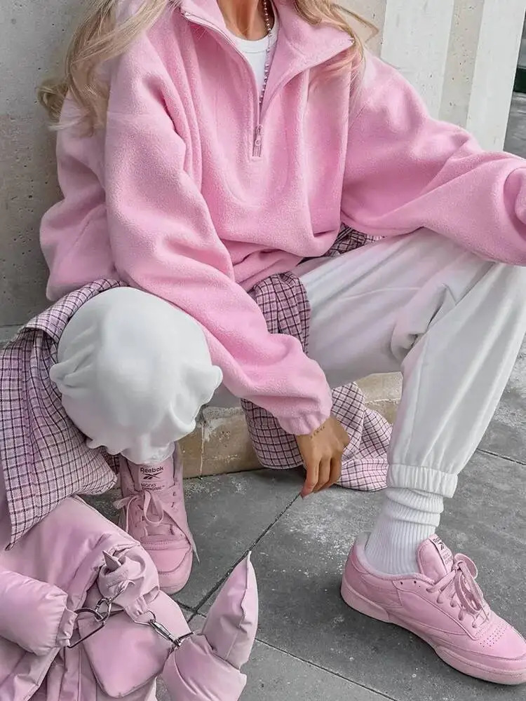 UCXQ Fashion Pullover Sweatshirt European Style Solid Color Long Sleeve All Match Loose Casual Top Women Spring Autumn 1497 251017