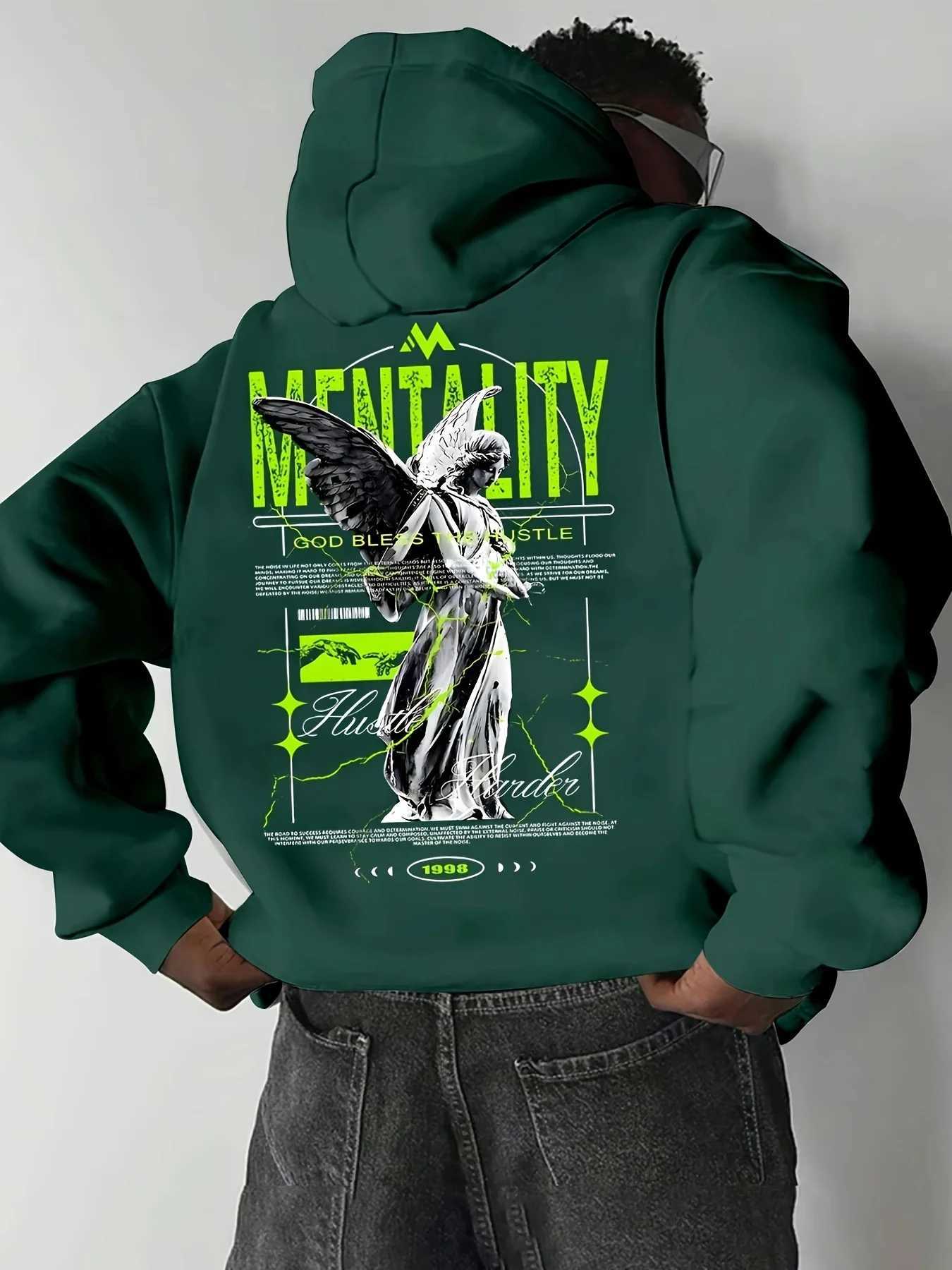 2025 New Mens Autumn Angel Printed Soft and Comfortable Hoodie Outdoor Urban Street Style Clothing W251021