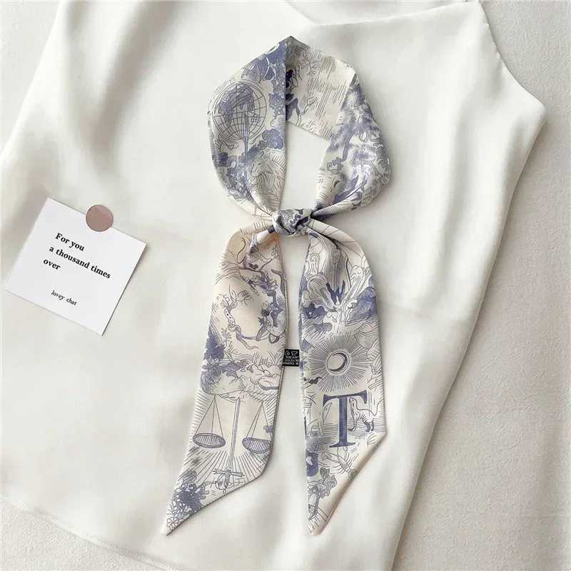Fashion Skinny Scarf Women Luxury letter Printing Tie Bag Handle Ribbon Hair Band Womens Headscarf New Lady Design Silk Scarves W251021