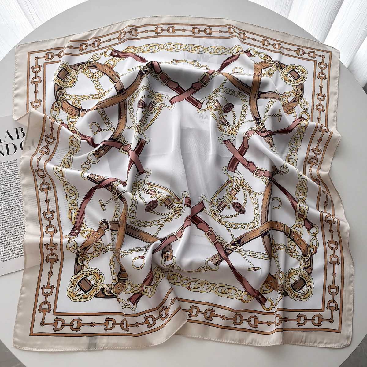 Luxury Silk Square Scarf for Wen Print Kerchi Soft Satin Haiand Hands Bag Ribbons Foard Hijab Neckerchi bandW251021