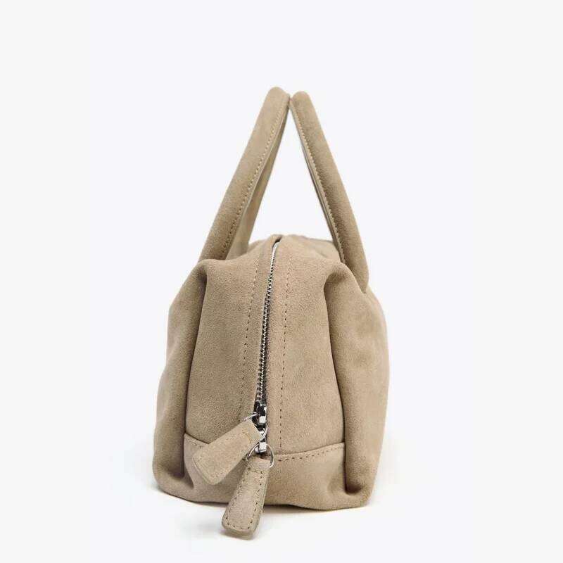 WOMEN'S SUEDE BOWLING BAG, New Fashion Handbag Purse For Women, Designer Croosbody Boston Bag for Ladies Small Totes