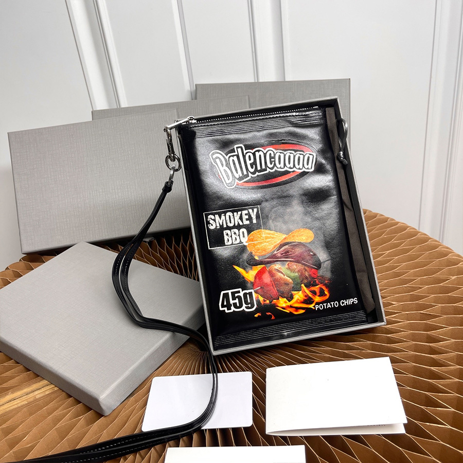 Designer Bag Phone Wallet Leather Card Holders Versatile Storage Wallet Unisex Potato Chips Shaped Silver Hardware Decoration Detachable Shoulder Strap Handbag