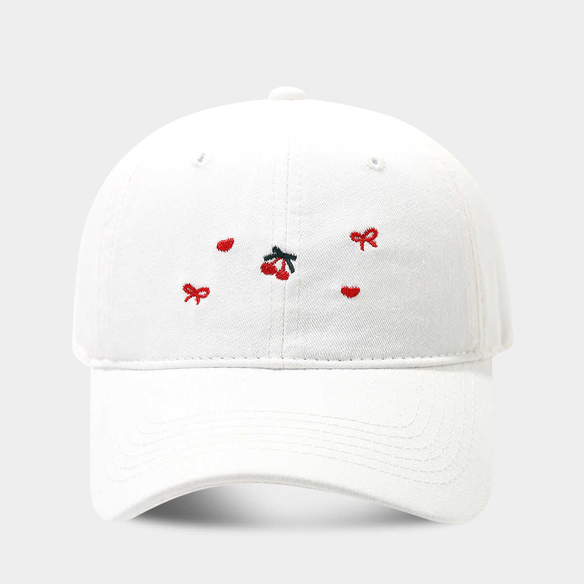Artistic Fresh Fashion Baseball Cap for Women Trendy Cherry Bow Heart Pattern Duckbill Cap H251020