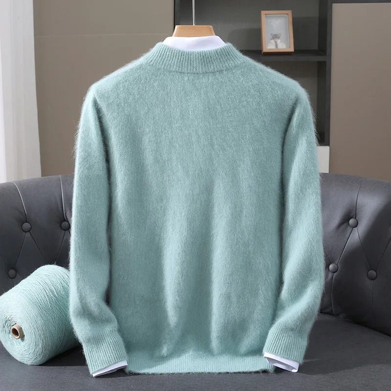 100 Mink Cashmere Sweater Men Mockneck Zipper Pullover Autumn Winter Thick Soft Warm Comfy Cashmere Knitwear High Quality Tops 251020