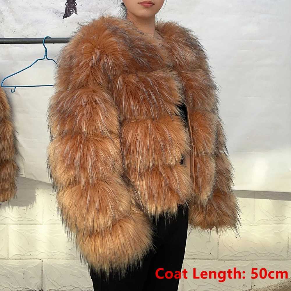 HOOOFUR Faux Fur Coat Womens Jacket Winter Fashion Warm Thick Fox Raccoon Leather Brown Plus Size Especially Fake Fur Cold Coat1 Y251105