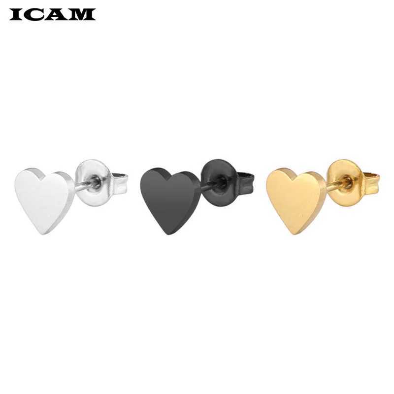 ICAM Women Golden Stainless Steel Cute Stud Earrings Carnations for Girlsl Heart t Earrings Minimalist Jewelry J251021