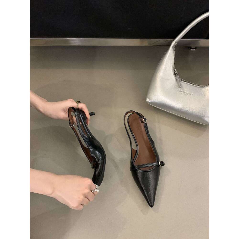 2025 New French Style Elegant Sexy Pointed Toe Shallow Mouth Designer Shoe Stiletto Closed-Toe Sandals for Women