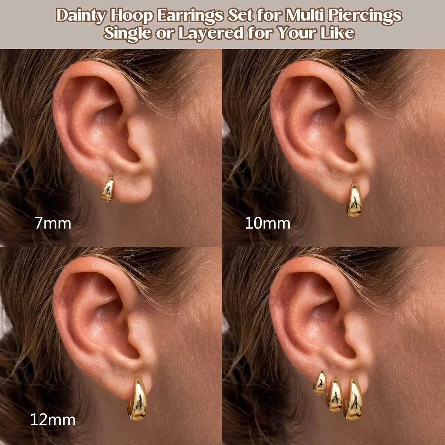 3Pairs Hoop Earrings Set for Women Gold Silver Plated Earring Hypoallergenic Small Huggie Hoops Lightweight Hoop Earrings Stack J251021