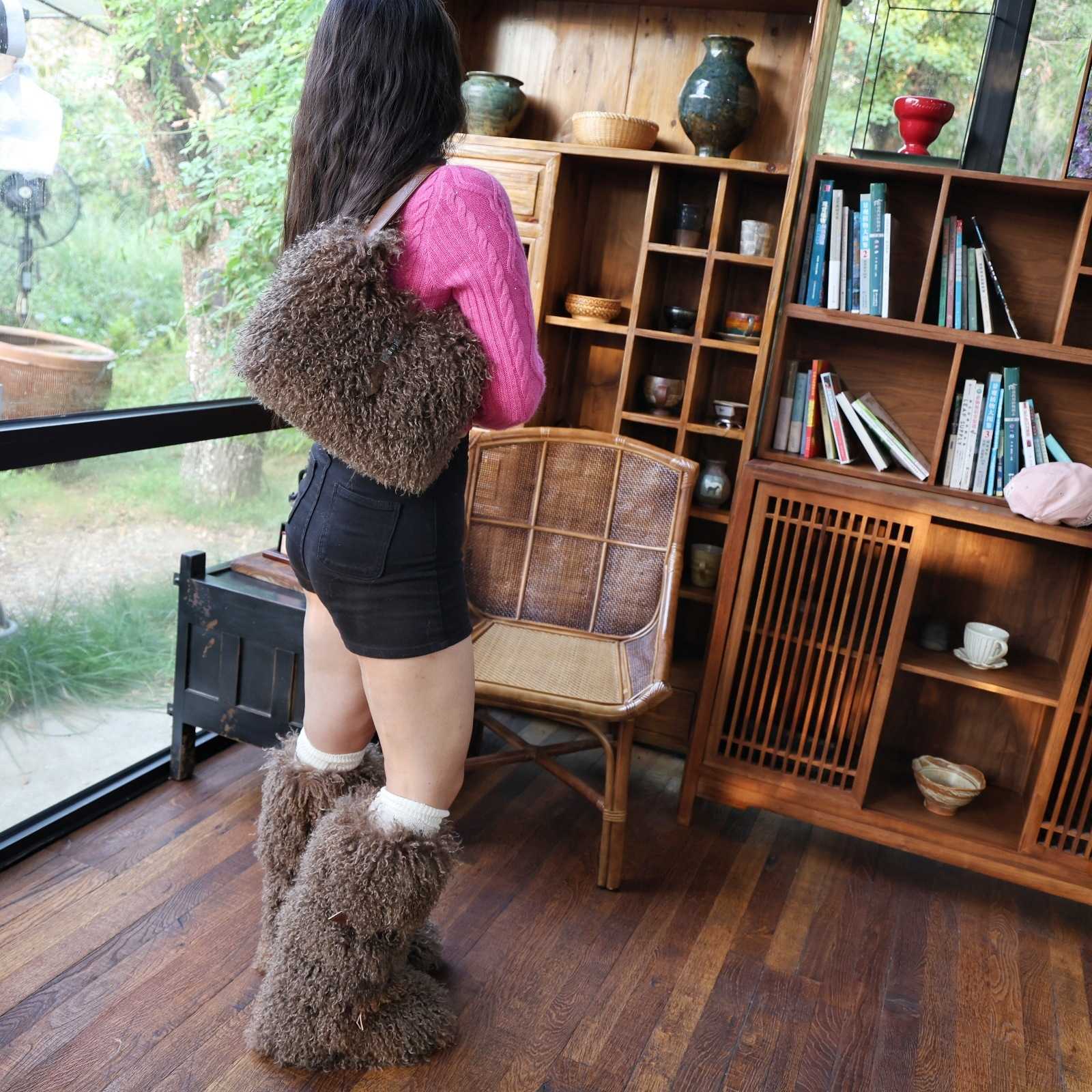 25 Autumn Winter New Imitation Beach Wool Handbag Crossbody Bag for Women Sweet Spicy Girl Y2K Underarm Bag Shoulder Bag 426