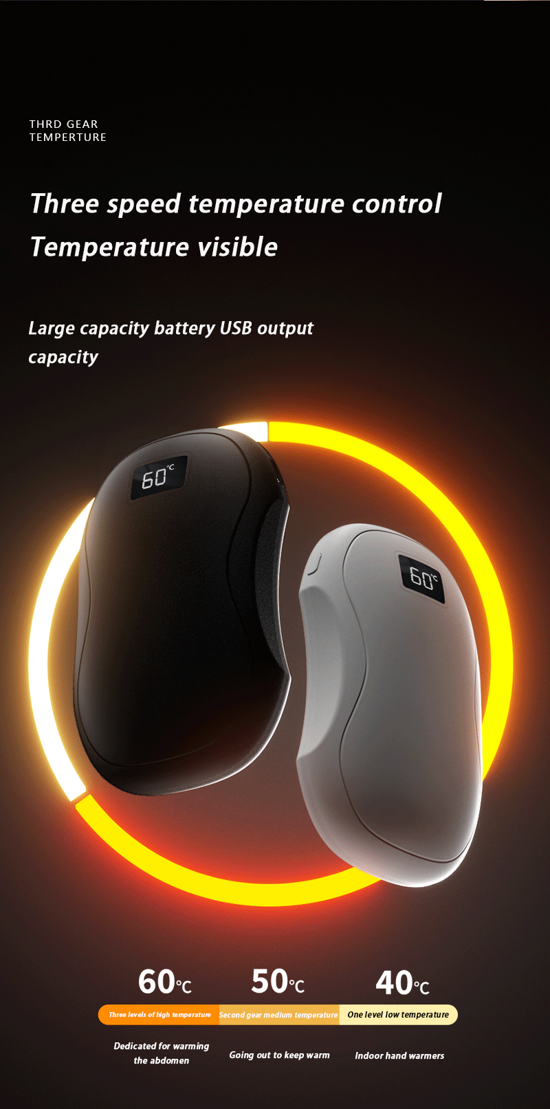 2025 Cross border New Magnetic Split Hand Warmer 2-in-1 Mini Digital USB Charging Hand Warmer The warmth and care palm of the throughout the day