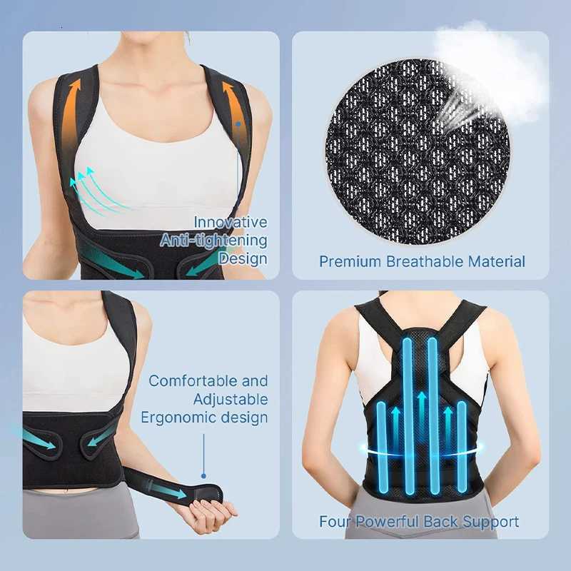 Back brace for men and women adjustable back and waist support belt shoulder posture support improves scoliosis D251021