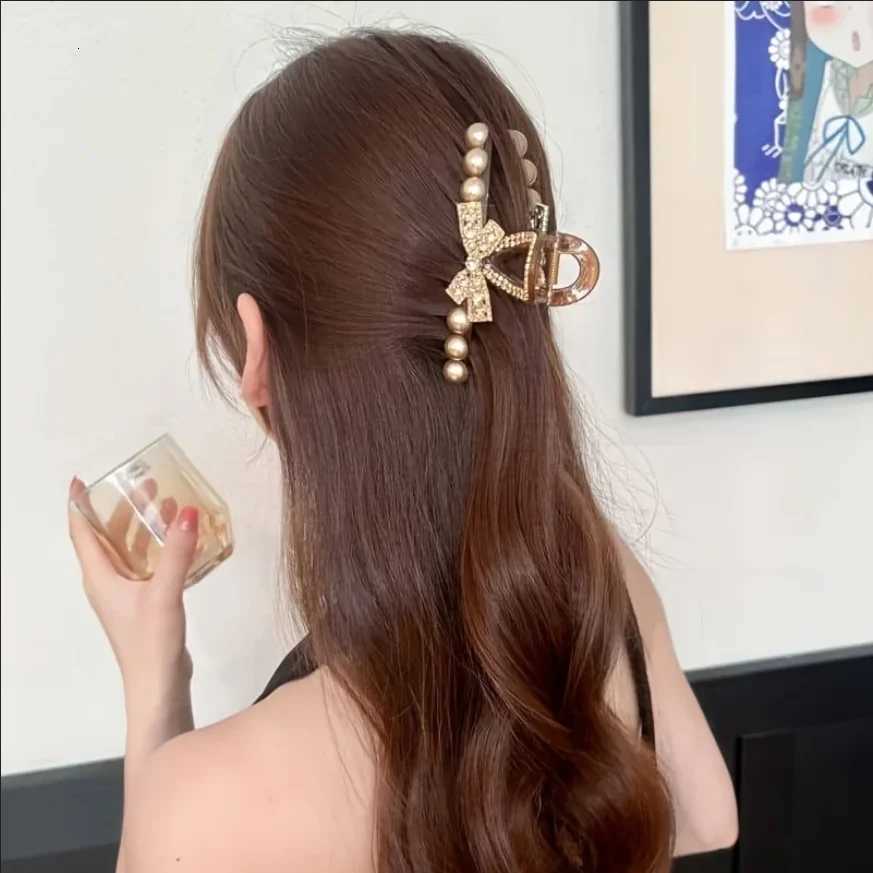 Vintage Pearl Black Hair Claws For Women Girls Temperament Hair Ornament Simple Hair Clips Hairpin Fashion Hair Accessories GiftW254021