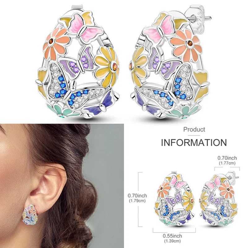 925 Sterling Silver Purple Series Feather Butterfly Dream Catcher Firefly Zircon Earrings for Women Luxury Jewelry Wedding Gift J251021