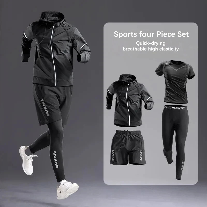 AllSeason Mens Sportswear SetSuit Tracksuit for Running Cycling Fitness Hikinggym clothing men jogging boxing5 pcs 251021