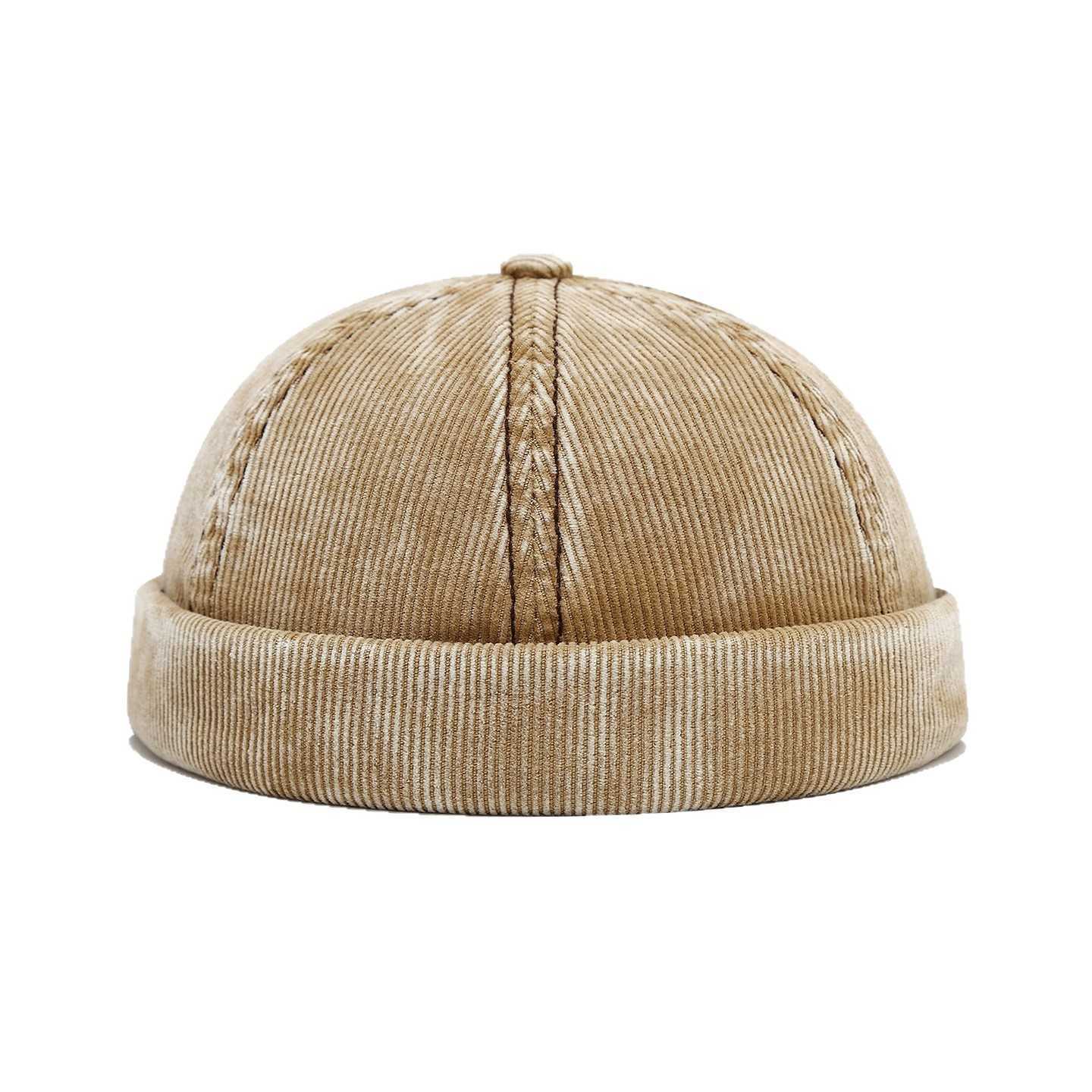 Autumn Winter Corduroy Skin Hat Men and Women Trendy Brand Distressed Brimless Beanie Cap Casual Landlord Hat Trend H251020