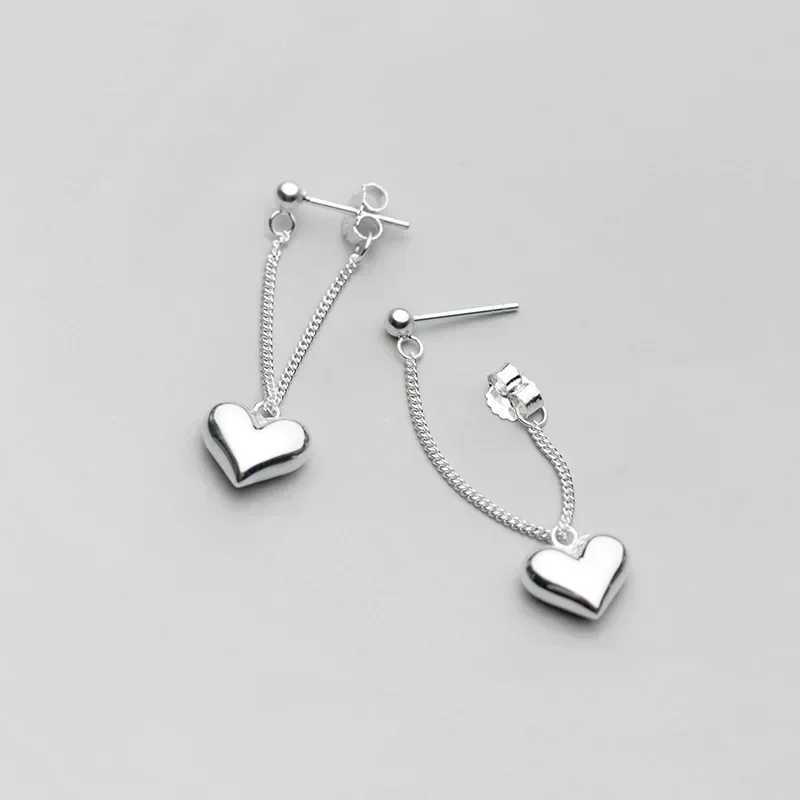 925 Sterling Silver Earrings For Women Heart Chain Earring Jewelry Prevent Allergy Party Accessories Gift Heart Earrings J251021