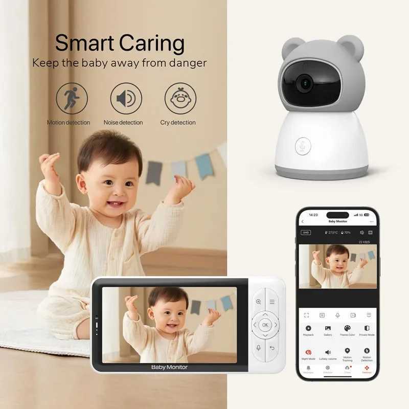 Tuya Smart Wireless Video Baby Monitors 5 1080P Display Temperature Detection APP View Control Baby Nanny 2Way Audio Baby Cam J251121