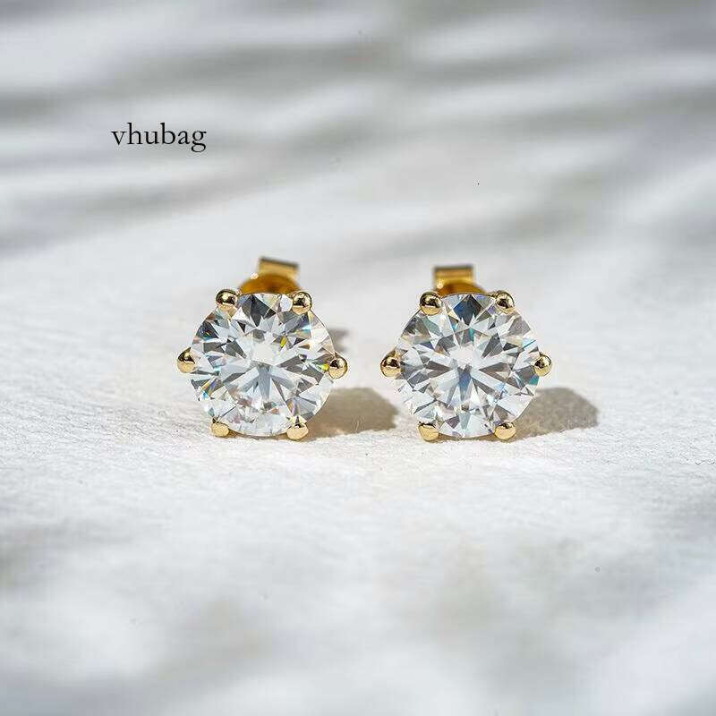 Starsgem 6 Prong 14k 2ct 8mm Round Cut Basket Setting Zirconia Stud Earrings