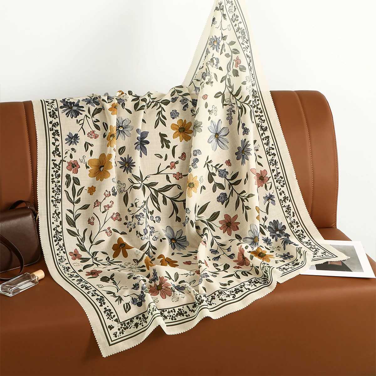 110110cm Printed Satin Silk Square Scarf Muslim Hijab Shawl Female Design Lady Wraps Foulard Headbands Bufanda Large Bandana W251021