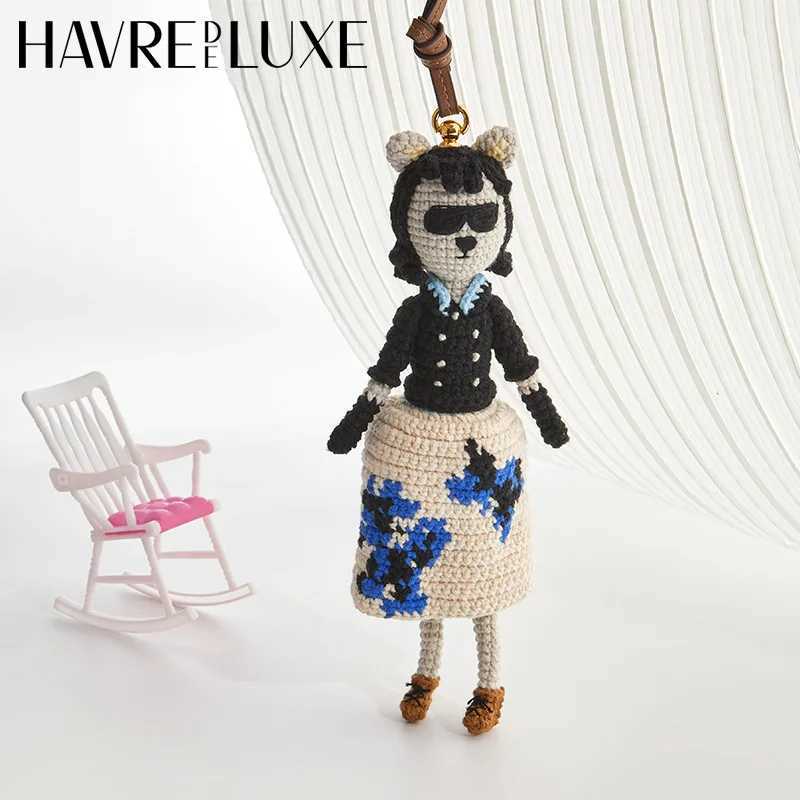 Cute doll bag pendant knitted humanoid bag charm braided keychain car pendant Womens Bag Accessories J251121