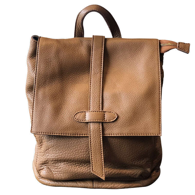 Top Layer Cowhide For Women Genuine Backpack Simple Casual Travel Soft Leather Artistic Handmade Bag High Quality