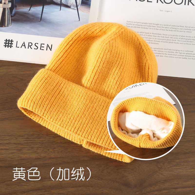 Womens Autumn and Winter Pure Color Light Board Plush Warm Knitted Hat for Outdoor Travel H251020