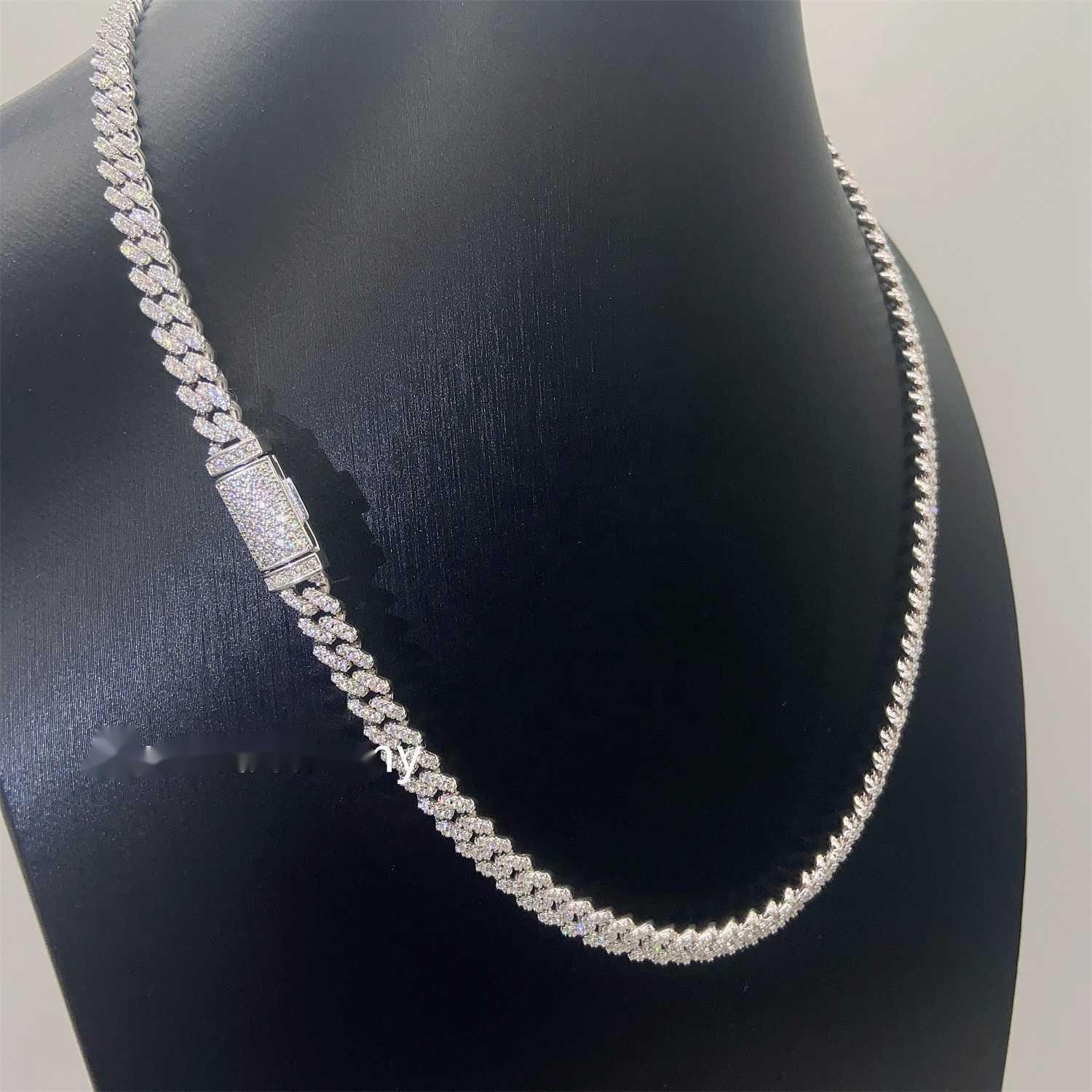 Pass Diamond Tester Gra Certificates 6mm 8mm Width One Row 925 Sterling Silver Vvs Moissanite Cuban Link Chain Necklace