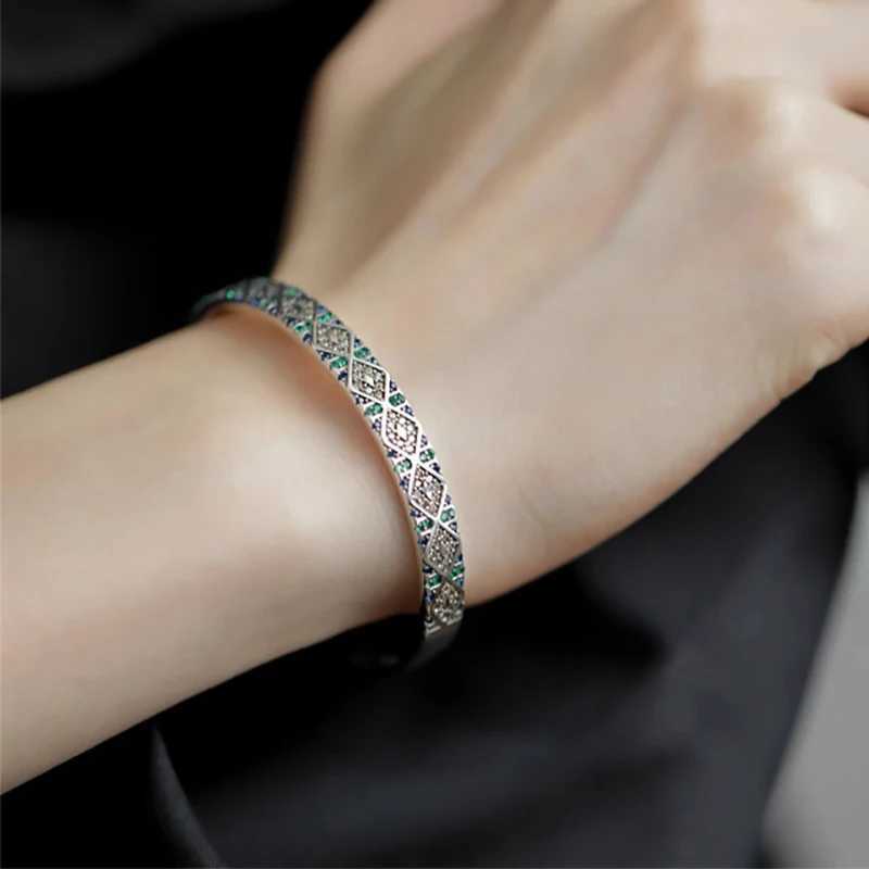 Foxanry Vintage Punk Cuff Bracelet for Women Couples New Fashion Creative Design Sparkling Zircons Wedding Bride Jewelry Gifts J251021