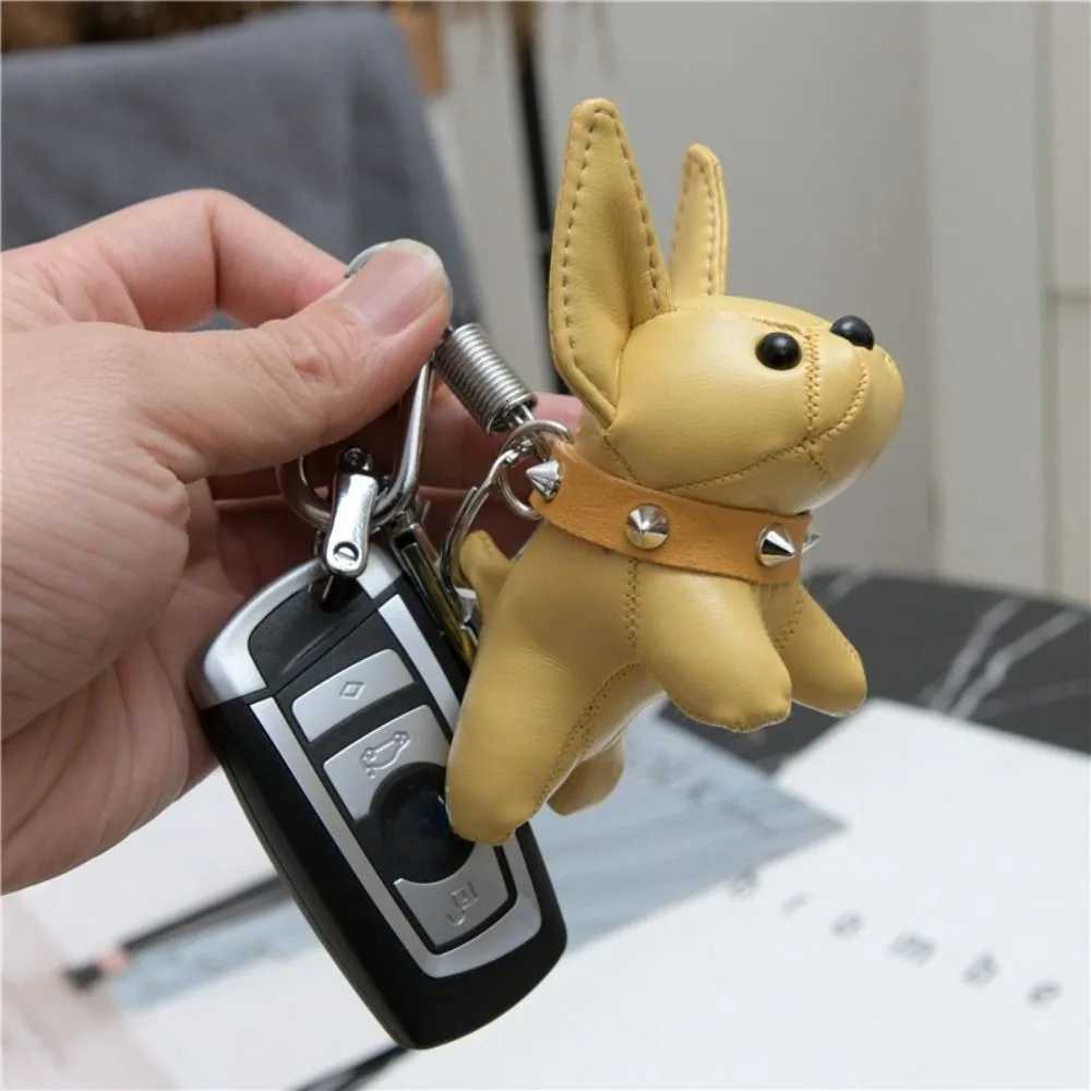 Kawaii Cute Chubby Leather Keychain French Bulldog Charm Dog Dolls Bag Hanging Exquisite Dog Pendant Friend W251021