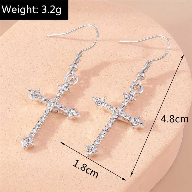 Dazzling Zircon Crystal Cross Earrings for Women Men Gothic Punk Hip Hop Jesus Crucifix Dangle Earring Christian Party Jewelry J251021
