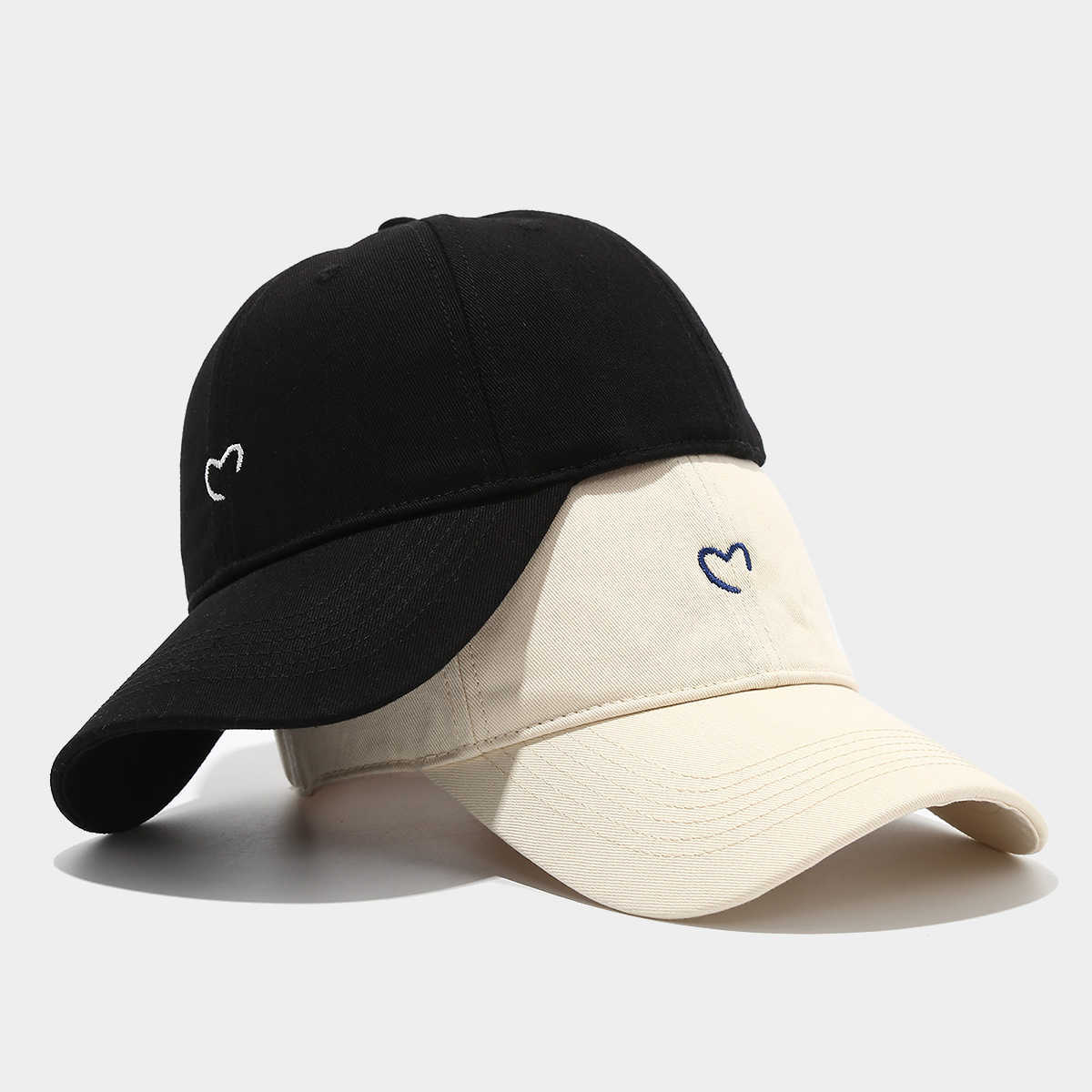 Simple Embroidered Heart Baseball Cap for Women Summer Outdoor Sunshade Sun Protection Duckbill Cap Couple Versatile Trendy Sun Hat H251020